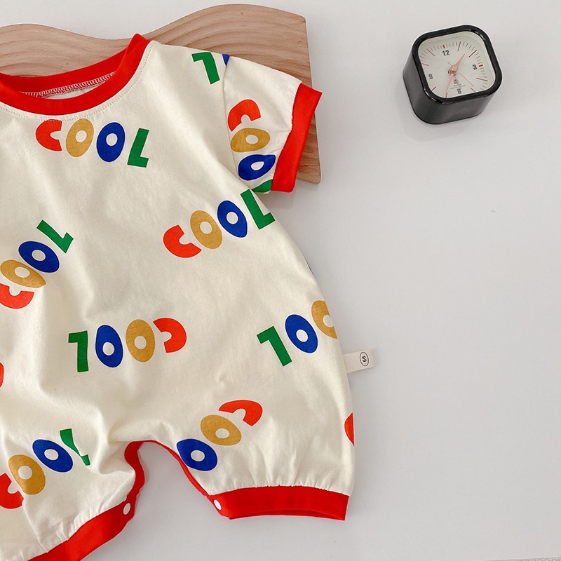 Áo Liền Quần Ngắn Tay In Hình Hoạt Hình Giản Dị Thời Trang Mùa Hè Dành Cho Trẻ Nhỏ Mới Sinh