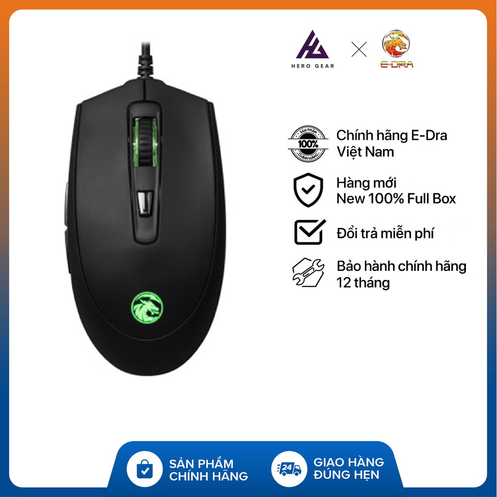 Chuột gaming E-Dra EM614 4000 DPI Led 7 màu - Hàng chính hãng