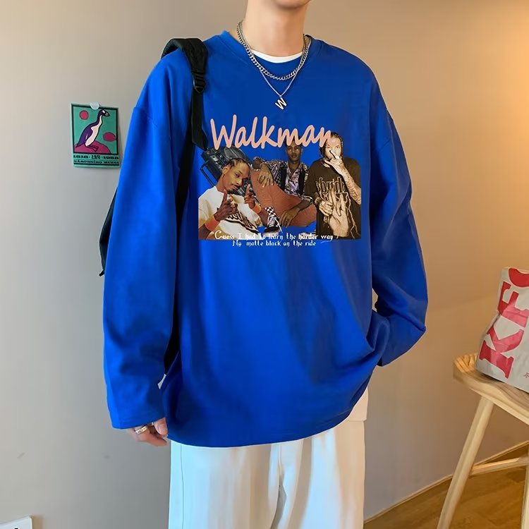 Áo Thun Tay Dài Dáng Rộng In Chữ Phong Cách Hip Hop Nhật Bản Thời Trang Cho Nam Và Nữ Size M-5XL