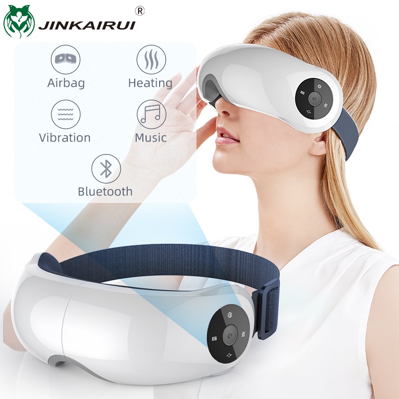 Máy mát xa mắt Jinkairui sử dụng áp suất không dây thông minh tích hợp chế độ rung có thể kết nối bluetooth nghe nhạc