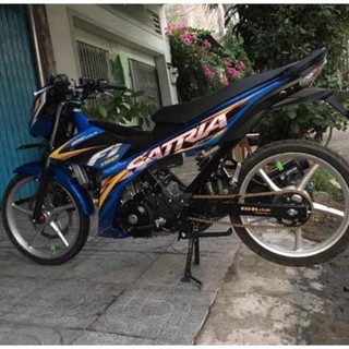 Tem xe Satria Fi Sấm Sét Crom cao cấp dán xe xanh