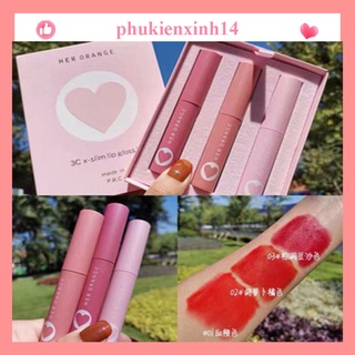 Set son môi kem lì phiên bản trái tim 3 màu Herorange dưỡng môi, không trôi, son môi giá rẻ đẹp như background,3ce,black