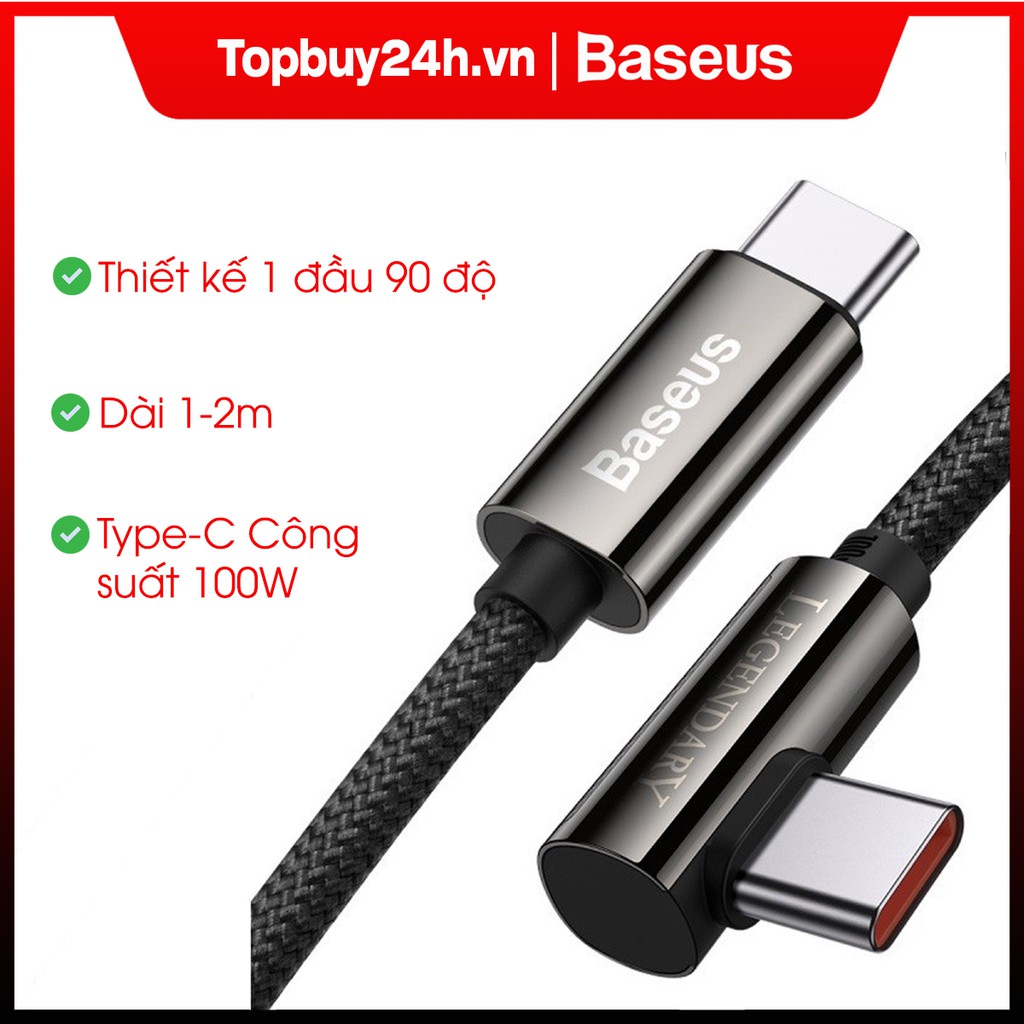 Cáp dữ liệu sạc nhanh Baseus USB C to Type-C 100W Legend Series Elbow