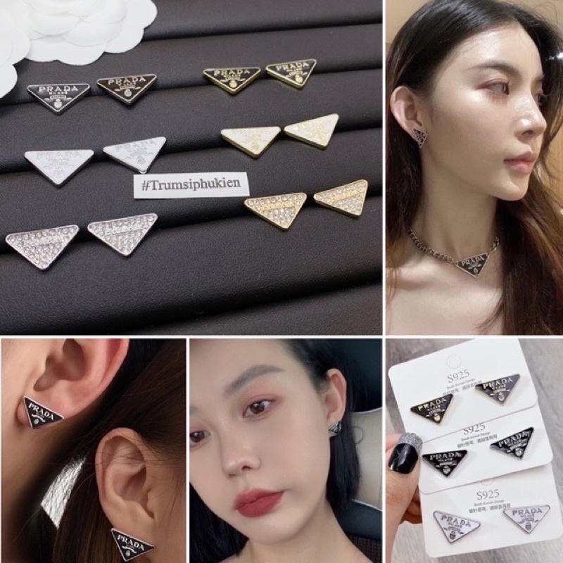 Khuyên tai prada tam giác sang chảnh