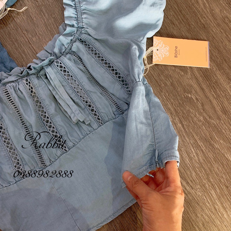 Áo croptop denim mềm - RABBITSHOP