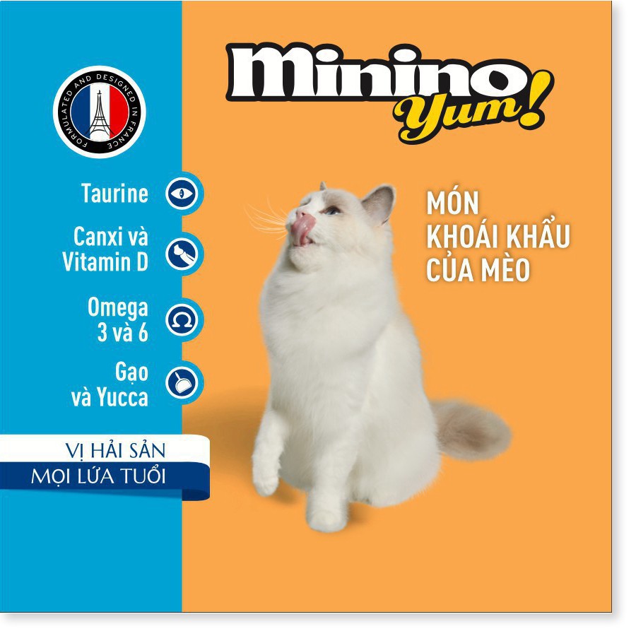 [Mã giảm giá tích lũy] THỨC ĂN CHO MÈO Minino Yum dạng hạt Gói 350g thương hiệu pháp
