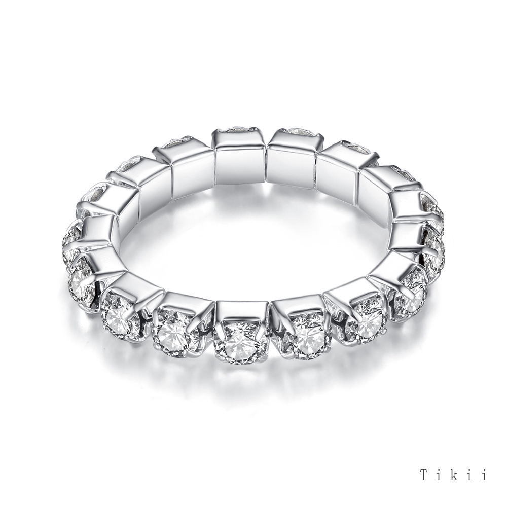 Nhẫn mạ bạc đính đá lấp lánh theo phong cách Hàn Quốc