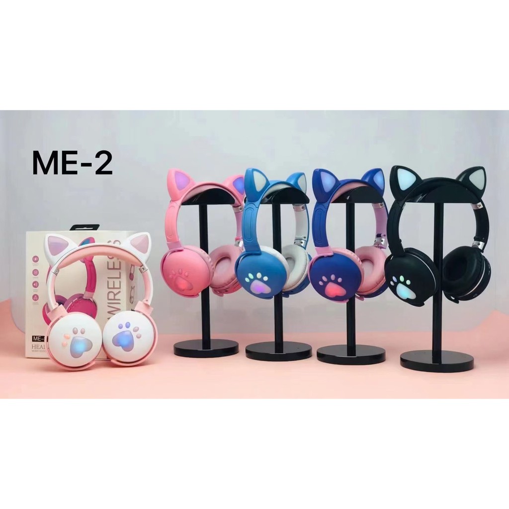 Tai Nghe Mèo chụp tai bluetooth có mic âm bas mạnh mẽ pin trâu 400mah