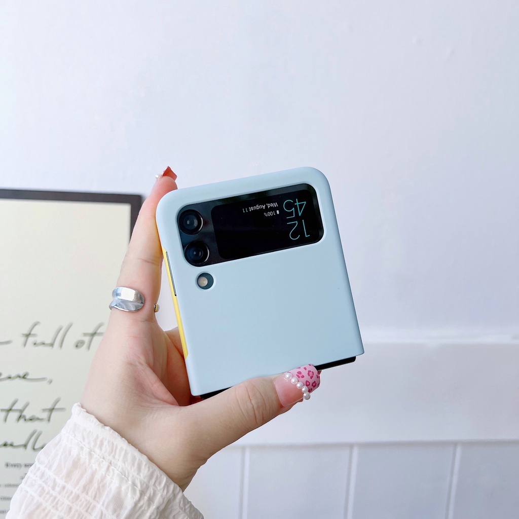 Bao Da Điện Thoại PC Cứng Nắp Gập 4 Màu Trơn Chống Sốc Cho Samsung Galaxy Z Flip 4 5G