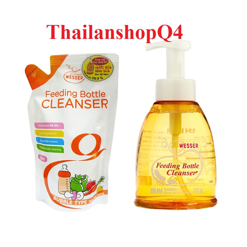 COMBO CHAI + TÚI NƯỚC RỬA BÌNH SỮA WESSER 500ML