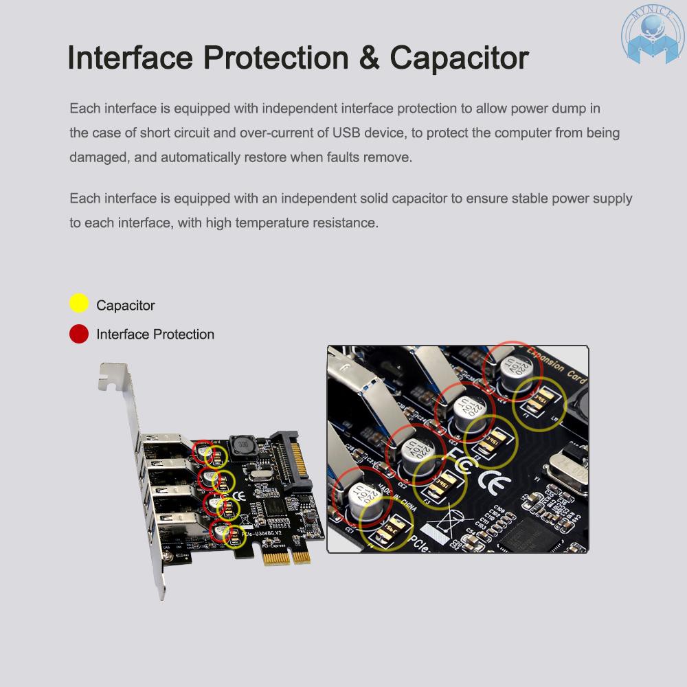 Thẻ mở rộng PCI-E 5Gbps có 4 cổng USB 3.0 siêu nhanh cho máy tính để bàn kèm giá đỡ cấu hình thấp 2U | BigBuy360 - bigbuy360.vn