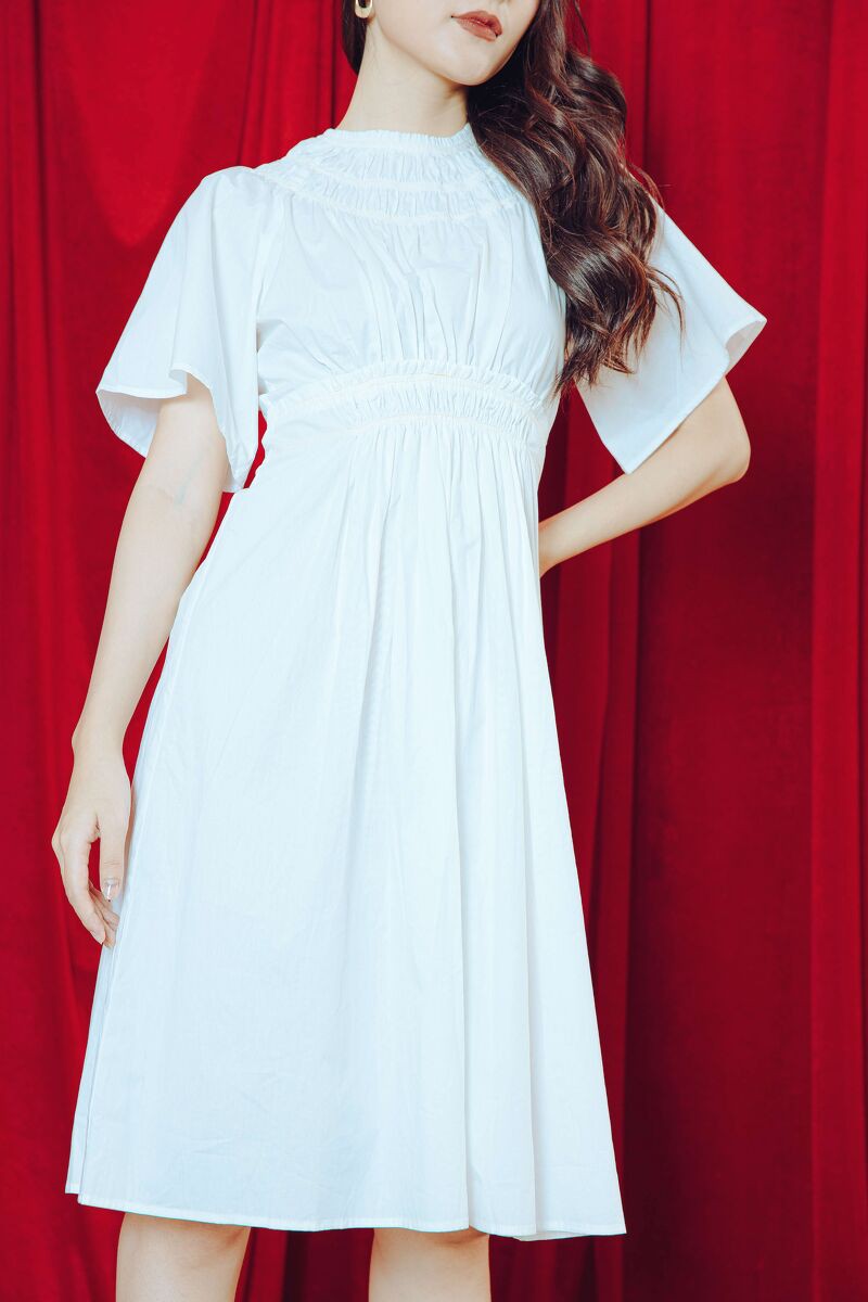 CCHAT Váy nhún cổ TS phối khóa Q6323 | BigBuy360 - bigbuy360.vn