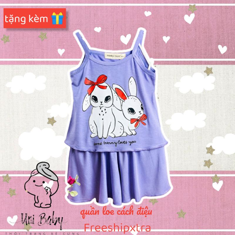 [Bé 7-30kg] Bộ hai dây bé gái minkymom thun lạnh cho bé gái Unibaby - BHD4