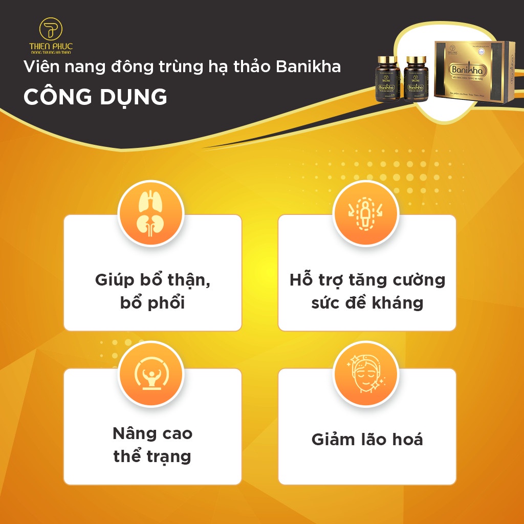 Viên nang đông trùng hạ thảo Banikha Thiên Phúc - Hỗ trợ bảo vệ sức khỏe