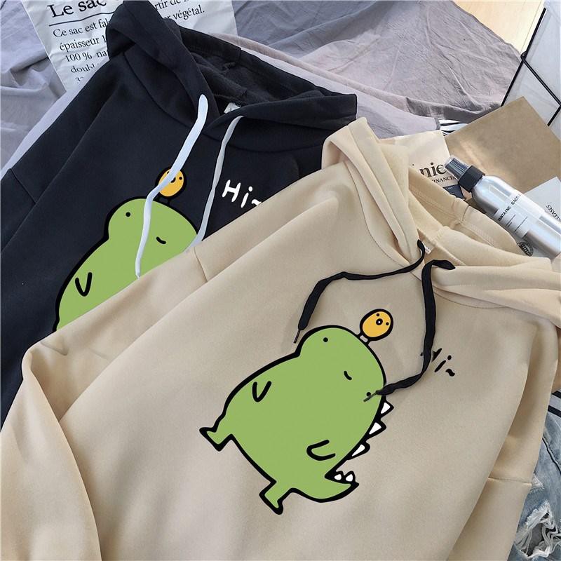 [Video thực tế] Áo hoodie hình khủng long con CNV146 siêu cute kiểu dáng tay lỡ form rộng thời trang E057