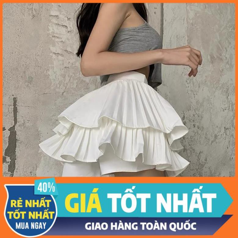 👗Chân Váy Tầng Xếp Ly Xòe Dáng Ngắn 2 Tầng Lưng Cạp Cao Leidi - Store
