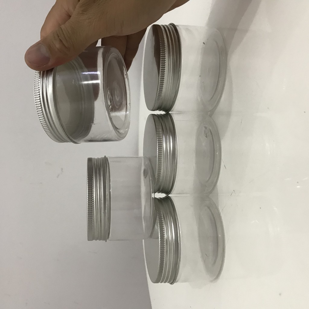 10 HỦ NHỰA NẮP NHÔM 100GR - BỘ 10 HỦ NHỰA TRÒN NẮP NHÔM THIẾC 100GR CÓ NẮP LÓT - 10 HỦ PET 100GR đựng Mỹ phẩm