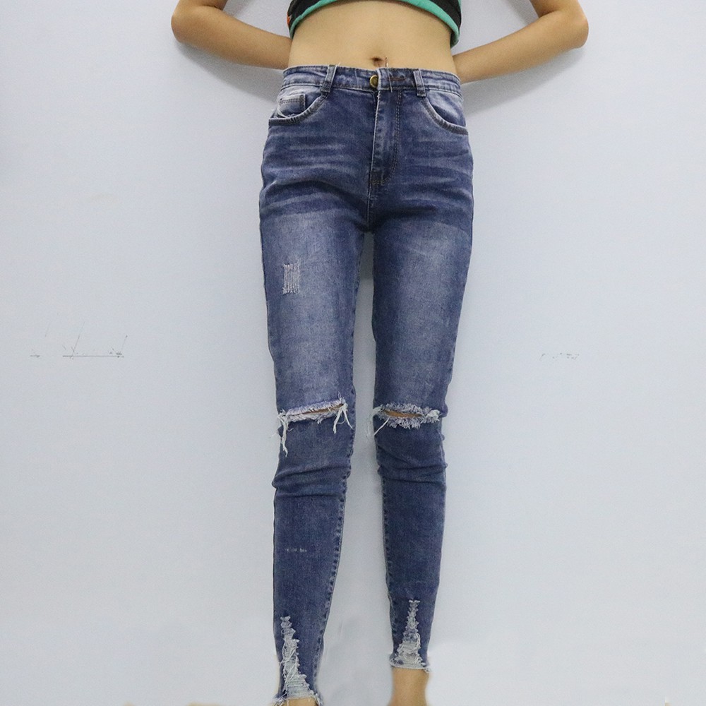 [FREESHIP 150K] Quần Jeans Nữ Phối Rách Siêu Co Giãn Cao Cấp OHS0048