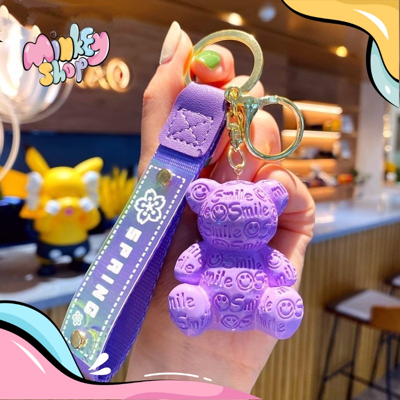 Móc Khóa Gấu Spring Nhiều Màu Cute, Phụ Kiện Túi Xách Dễ Thương 02MKGS-Minkey