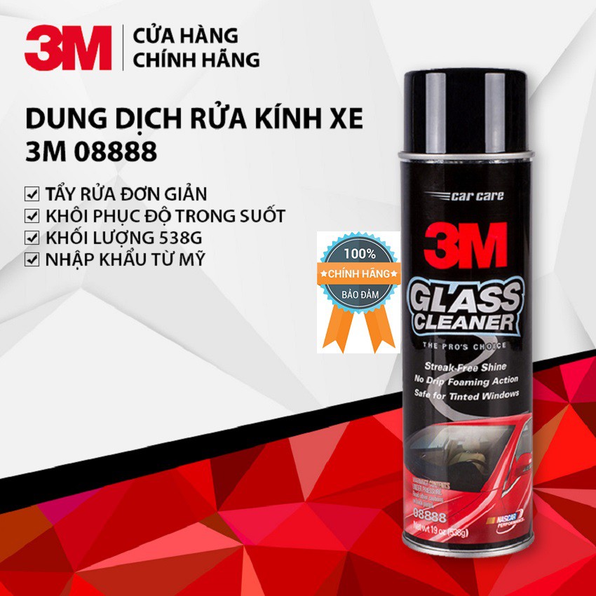 { DUNG DỊCH }Rửa Kính Và Vệ Sinh Kính Xe Hơi 3M 08888 làm sạch kính ô tô là chất tẩy rửa không dễ cháy cho cửa sổ, kính