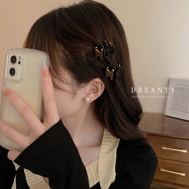 Kẹp Tóc Nhỏ Họa Tiết Hình Học In Chữ Phong Cách Vintage Thời Trang