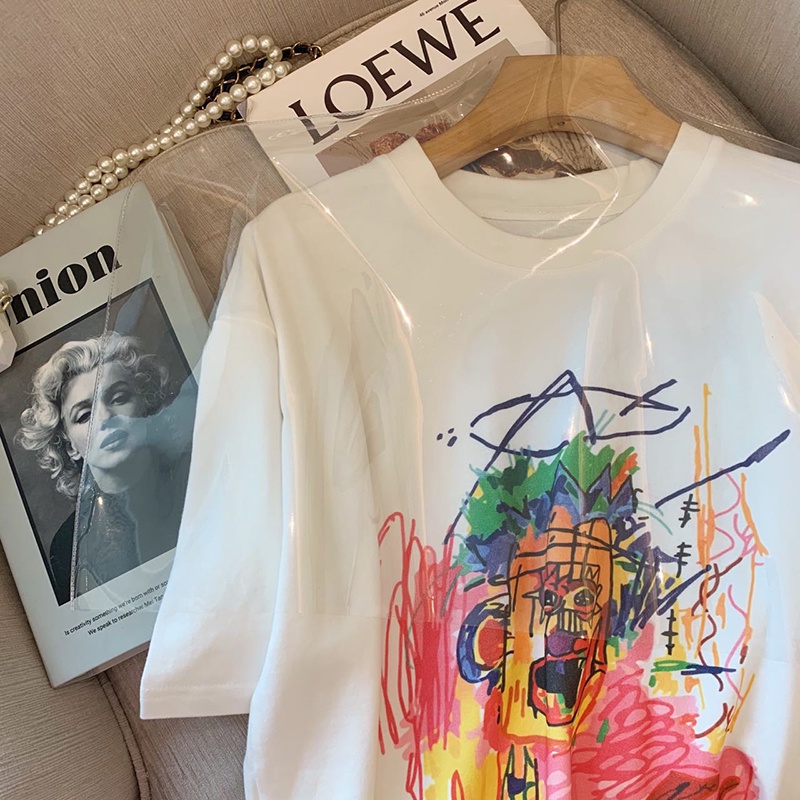 NRVP Áo Thun Nữ Ngắn Tay In Chữ Phong Cách Hàn Quốc