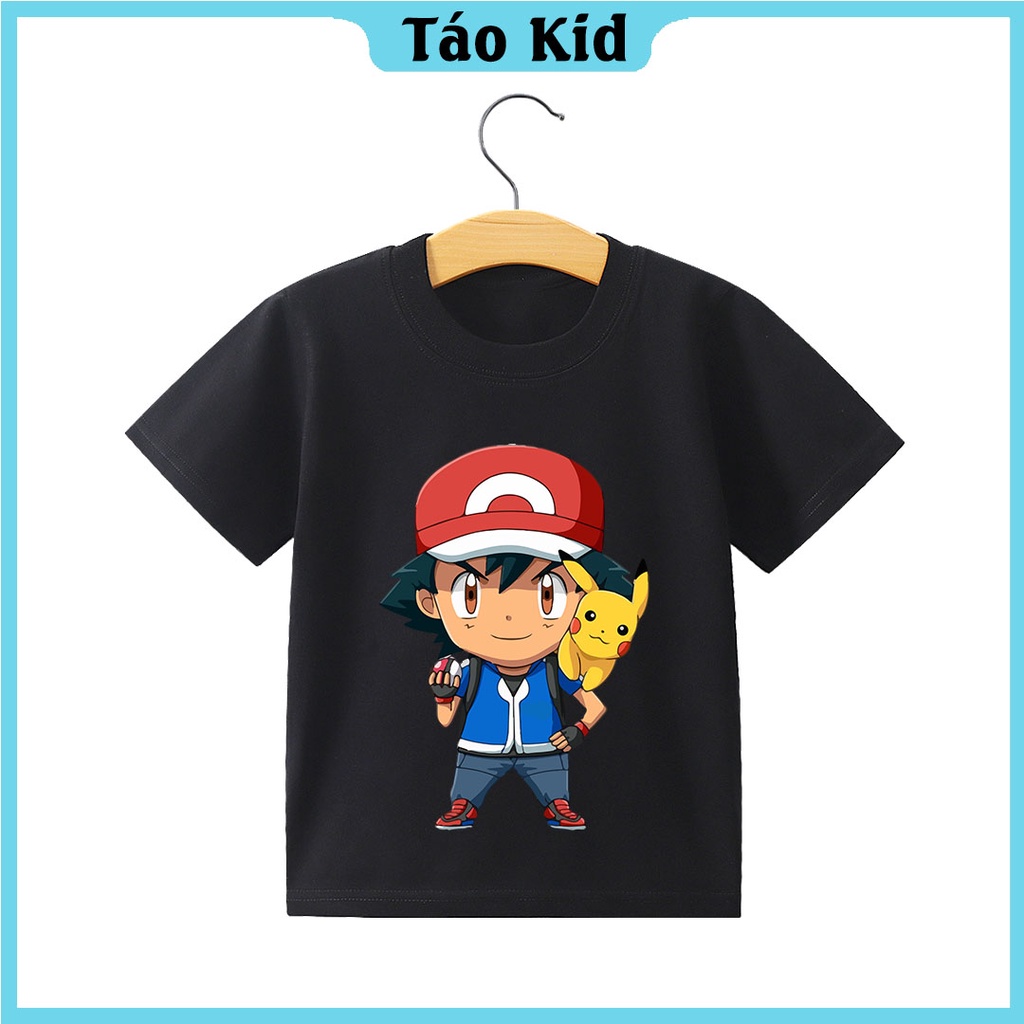 Áo thun bé trai bé gái cộc tay Táo Kid chất cotton in hình Pokémon từ 0 đến 10 tuổi hàng VNXK MT96