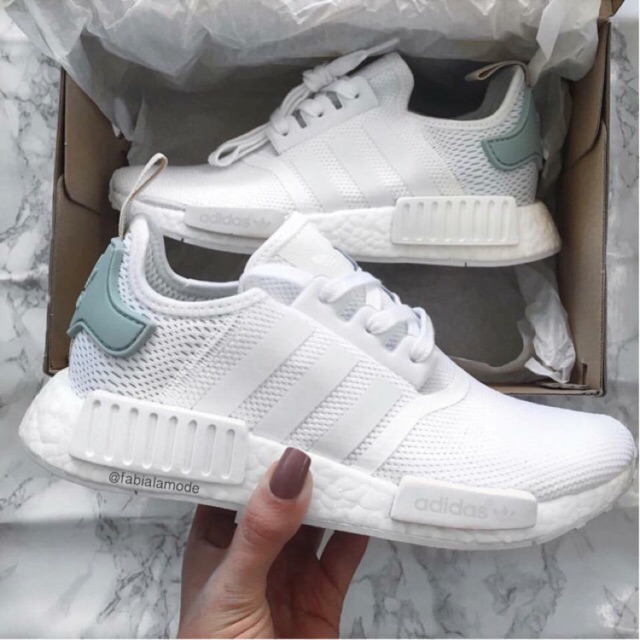 Giày Thể Thao Adidas NMD R1 Tactile Trắng Gót Xanh