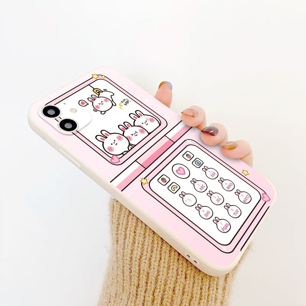 Ốp iphone thỏ gấu bàn phím ốp vuông iPhone 12 8plus x 11promax 7plus 8 6 6Plus 7Plus 8Plus X Xs Max 13 Promax tr178