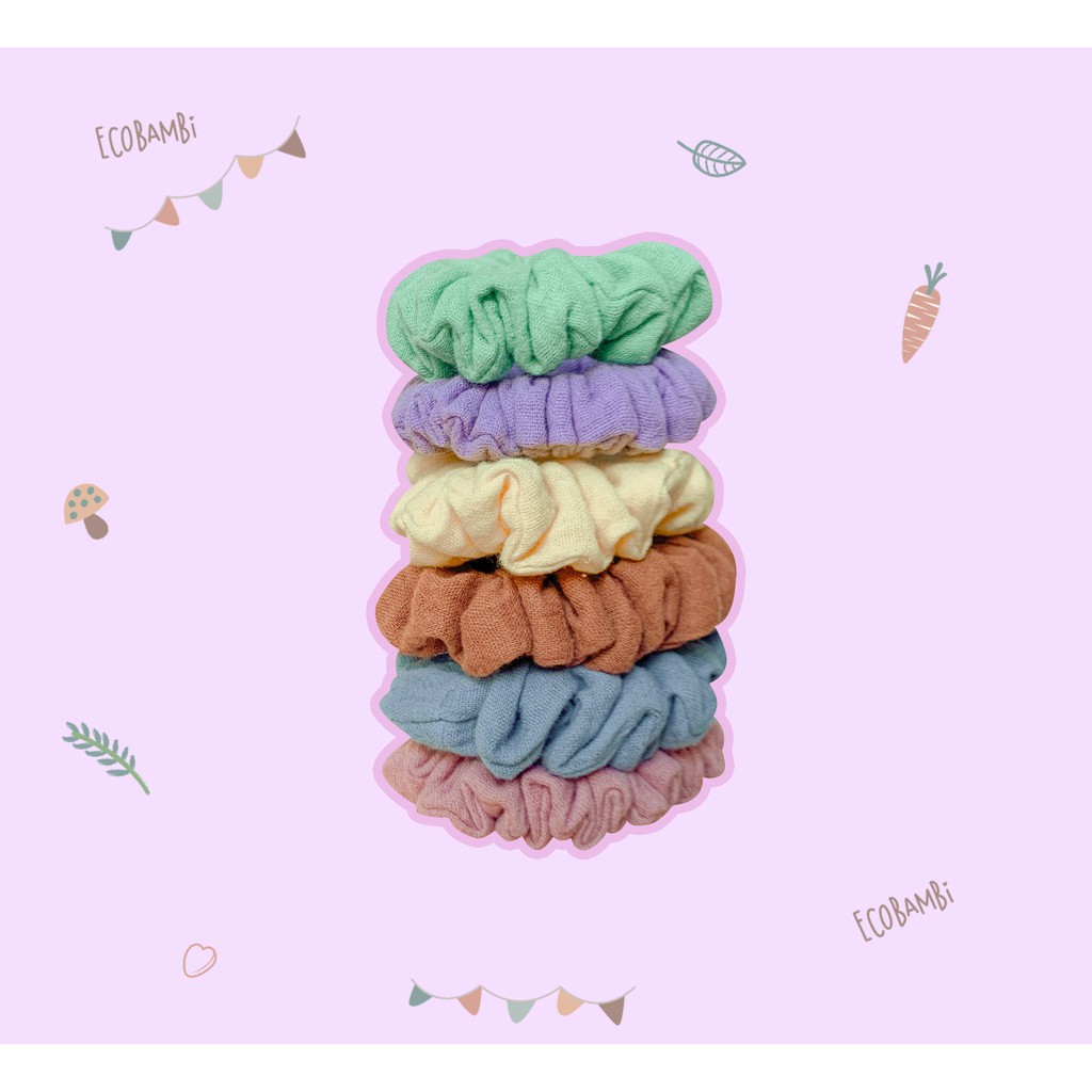 SCRUNCHIES SẮC MÀU COTTON BUBBLE - BẢN NHỎ - ECOBAMBI