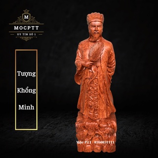 Tượng gỗ khổng minh gỗ hương đá nguyên khối cao từ 20 đến 100 cm