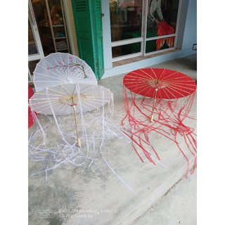 ô vải dù cổ trang sợi ngọc trắng mẫu 2