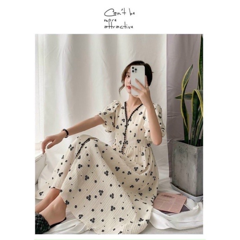 Váy bầu hoa khuy siêu xinh,dáng xuông,phong cách hàn quốc, mặc đi làm đi chơi đều được ,freesize 43-68kg VB13