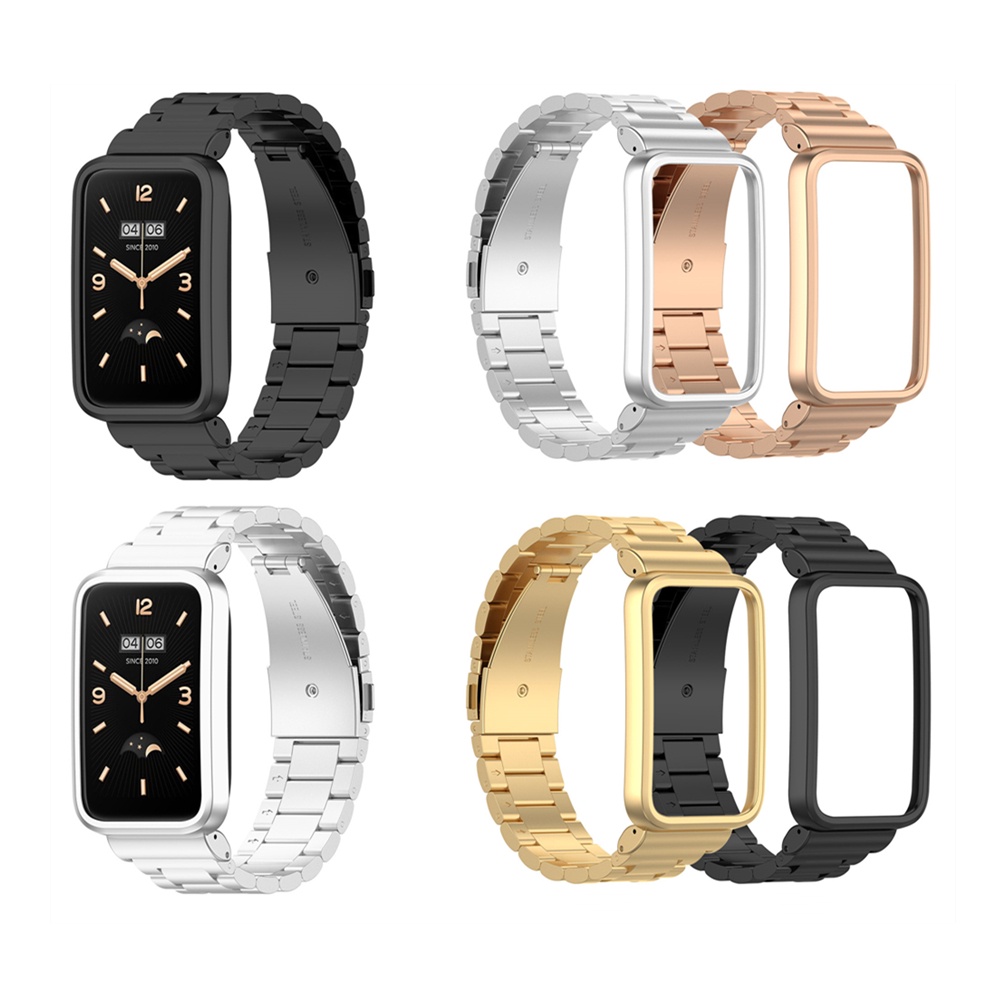 Dây Đeo Thay Thế Chất Liệu Thép Không Gỉ Thiết Kế Dạng 3 Đầu Cho Xiaomi Mi Band 7 Pro