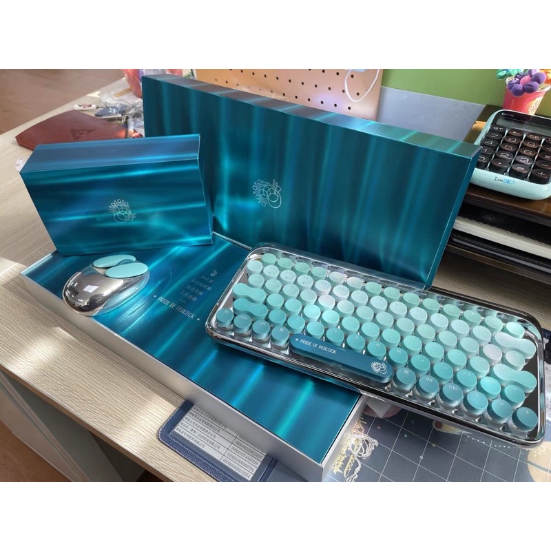 Bàn phím cơ không dây bluetooth Lofree màu xanh khổng tước chính hãng
