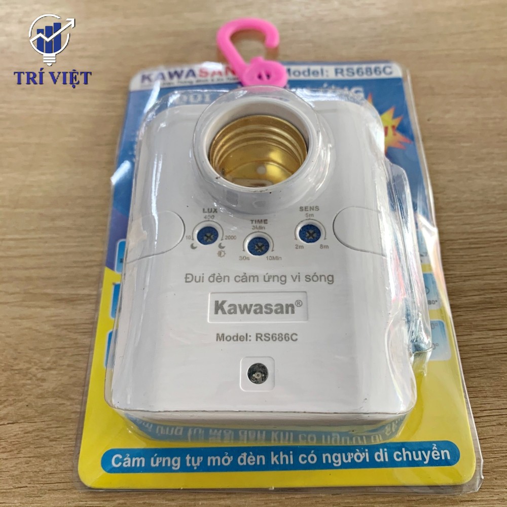 đui đèn cảm ứng vi sóng KAWASAN RS686C, tự bật đèn khi có người di chuyển