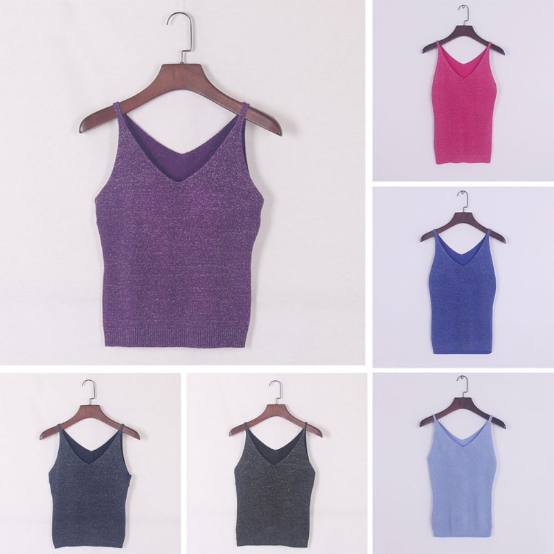 Áo thun nữ không tay cổ V thiết kế dáng suông phối màu giản dị thanh lịch