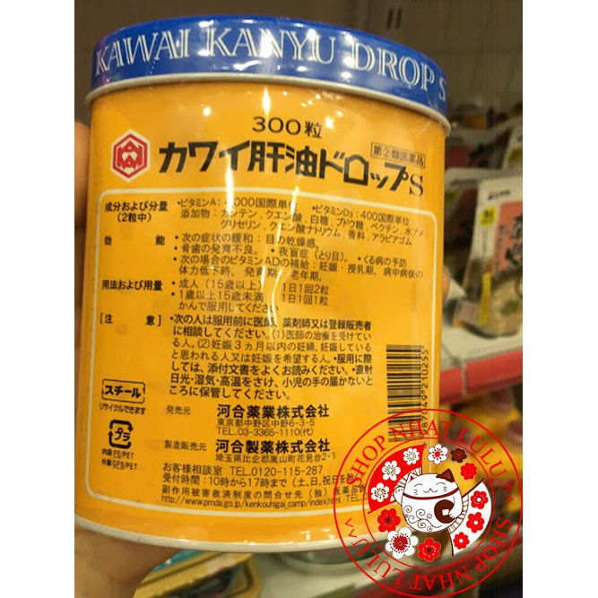 Kẹo vitamin A và D Kawai Kanyu drop S sáng mắt cho bé Nhật bản