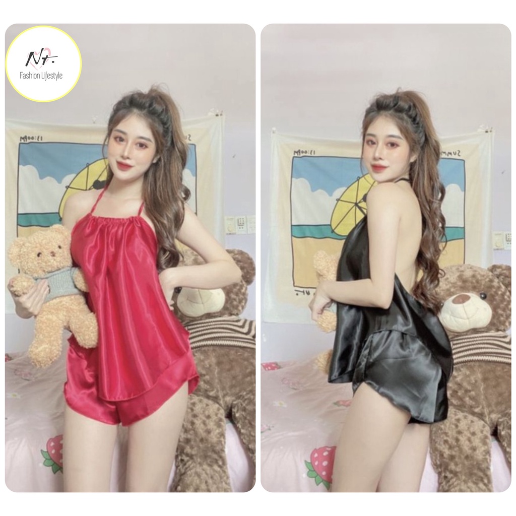 Set Đồ ngủ áo yếm phi lụa dễ thương