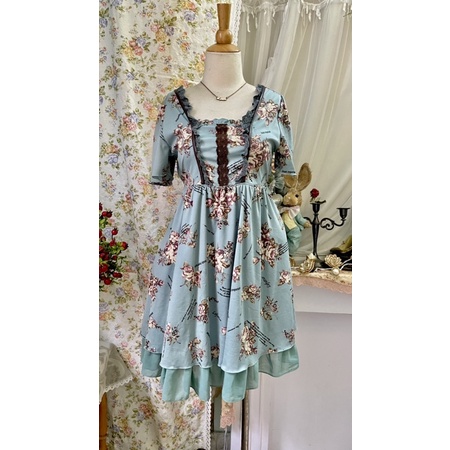 Đầm Nhật Bản kiểu cổ điển Axes Femme phong cách châu Âu hoa hồng