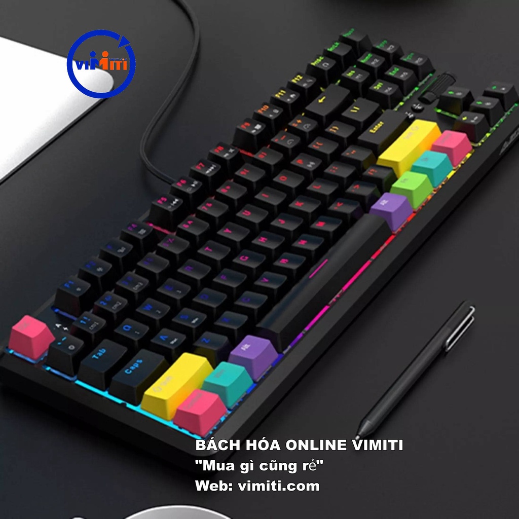 Bàn phím cơ không dây điều khiển 3 thiết bị, 87 phím, nghe thật êm tại Ajazz K870T Full Led.