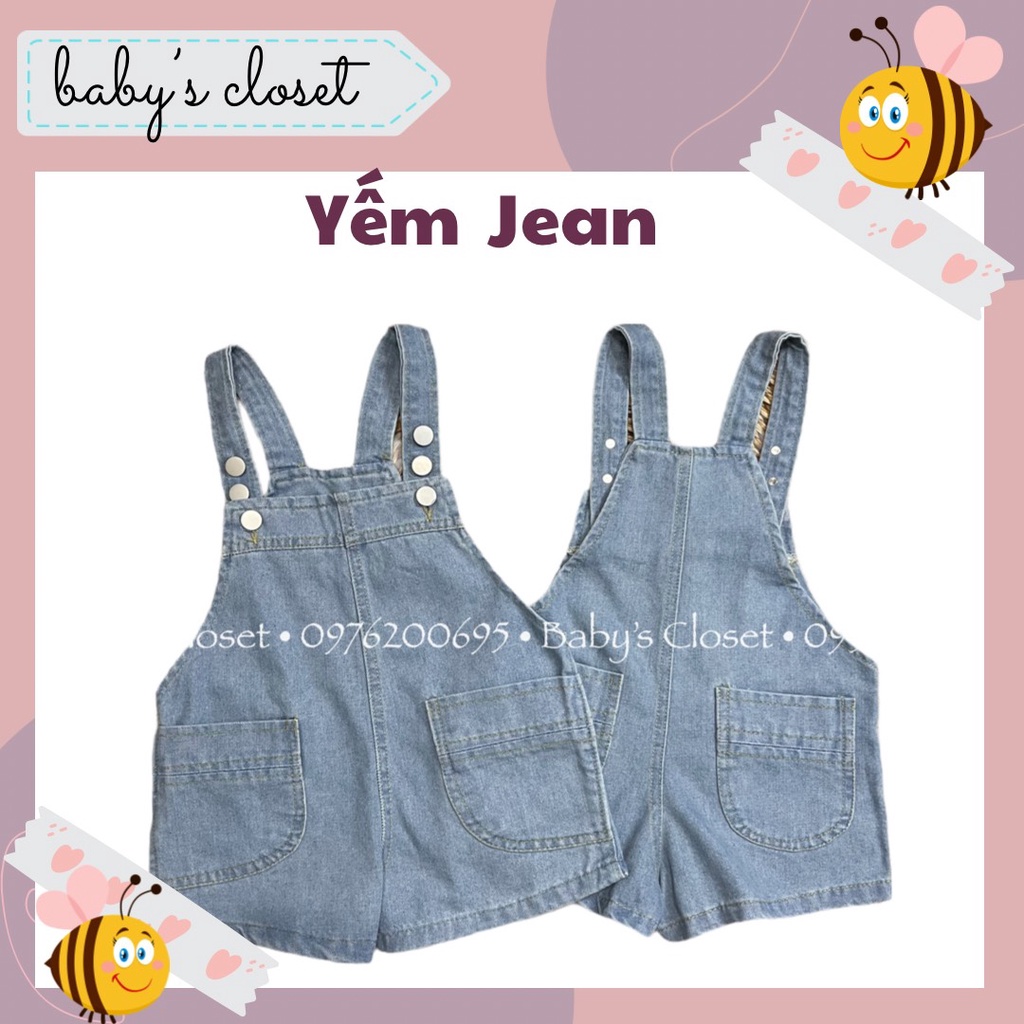 Quần yếm jean đùi cho bé trai bé gái dễ thương BABY'S CLOSET - Yếm quần cho bé size từ 9-26kg năng động cá tính.