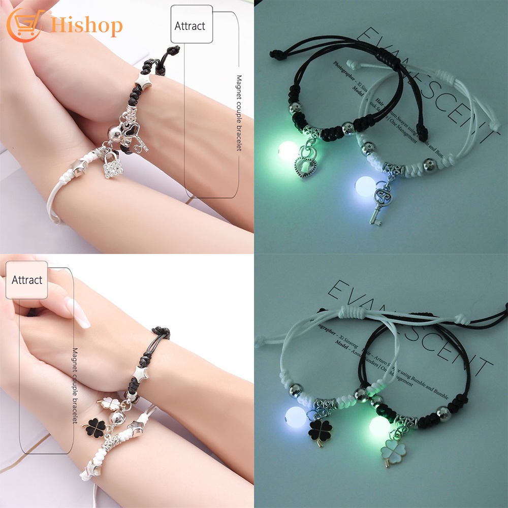 Set 1/2 Vòng Tay Hishop Nam Châm Dạ Quang Cho Cặp Đôi