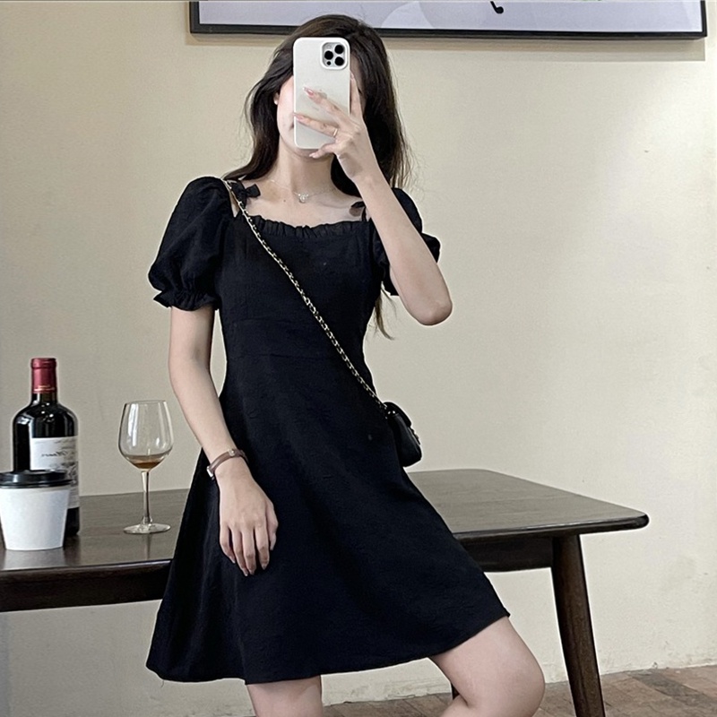 Đầm SUXI cổ vuông tay phồng thời trang mùa hè cho nữ