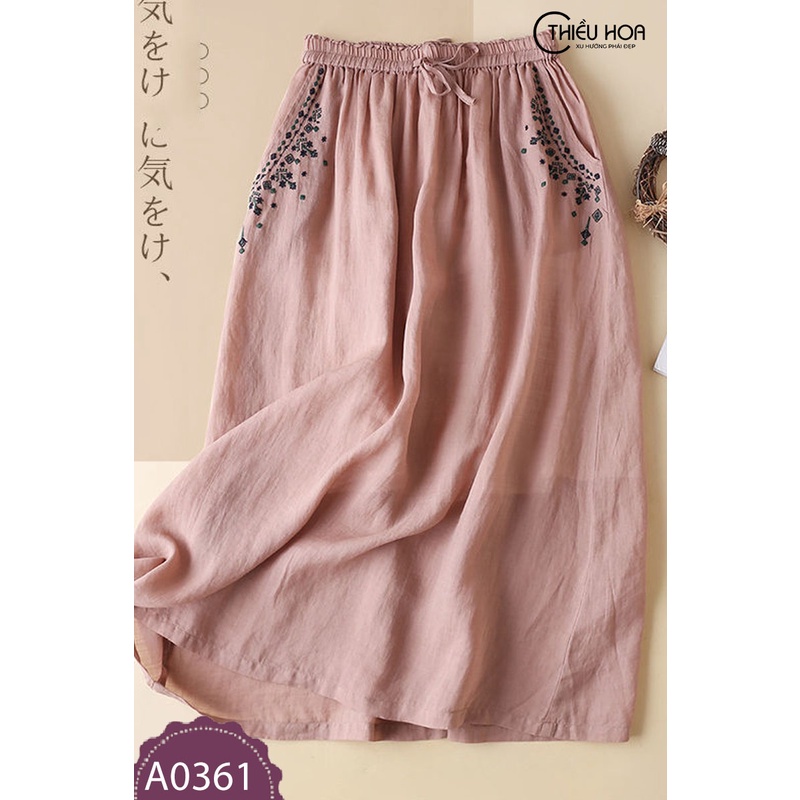 Váy dài cho nữ trung niên, dáng suông dài, hoạ tiết bắt mắt, vải cotton cáo cấp, trang nhã Thiều Hoa A0361