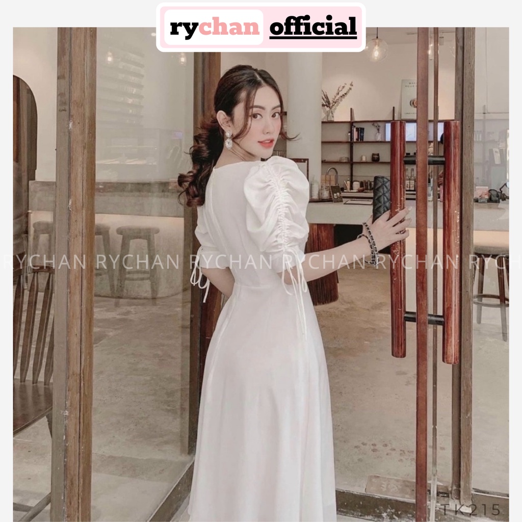 Đầm Nữ Dự Tiệc Dáng Dài Cổ V Tay Rút Nhúng Eo 2 Lớp Dày Dặn Màu Trắng [ẢNH THẬT CUỐI] -DX9835