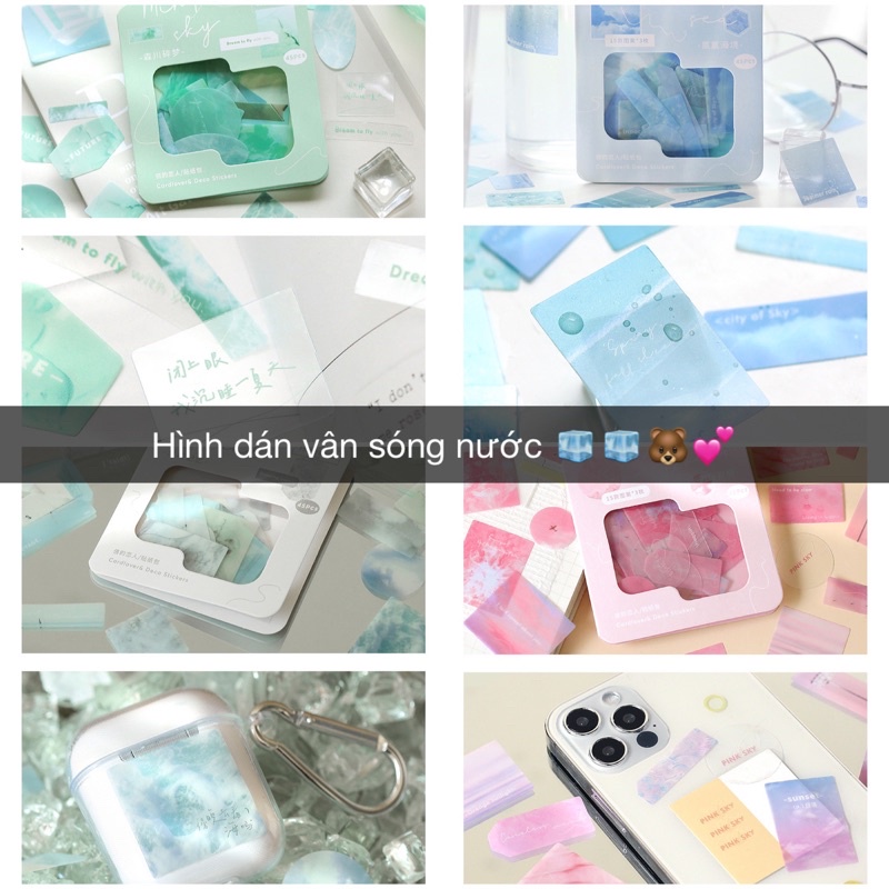 Hình dán vân sóng nước - trang trí Bullet Journals, laptop, máy tính, mỹ thuật sáng tạo … 🐻💕