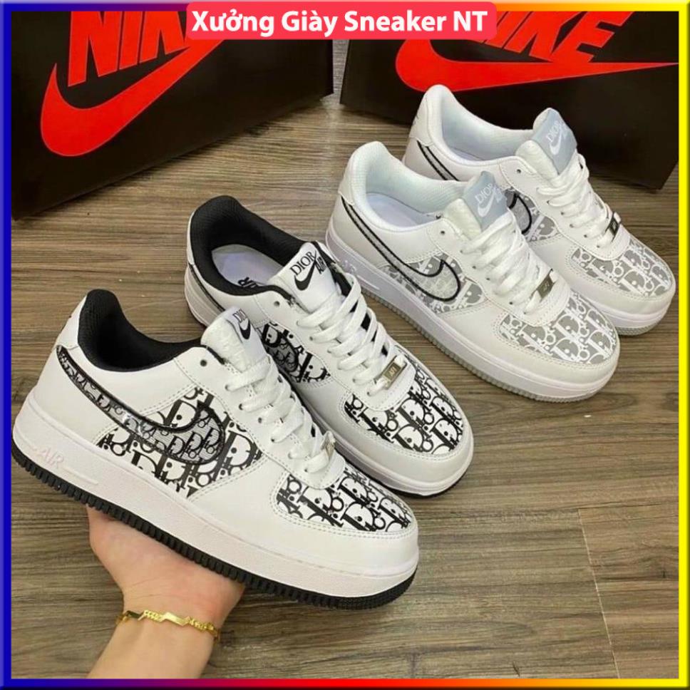 Giày thể thao nike_dior đế xám đê đen, Giày sneaker nam nữ AF1 dior cao cấp Full Box Bill