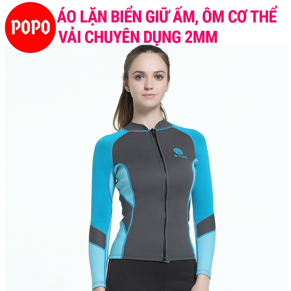 Áo lặn nữ dài tay POPO MY078 dày 2mm ngăn nước, giữ ấm cơ thể