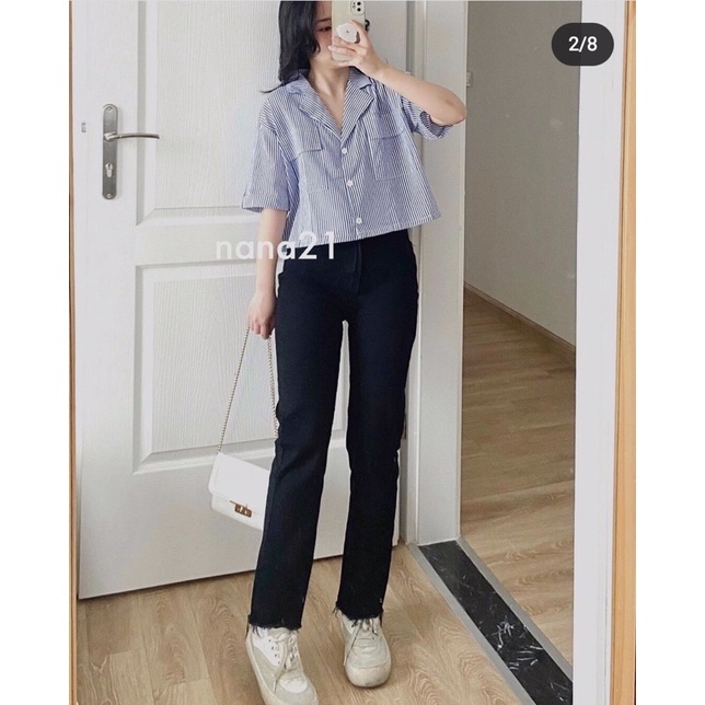 [Ảnh thật/VIDEO]QUẦN JEAN ĐEN ỐNG ĐỨNG TUA GẤU HÀN QUỐC QUẦN ỐNG XUÔNG QUỐC DÂN DỄ PHỐI ĐỒ